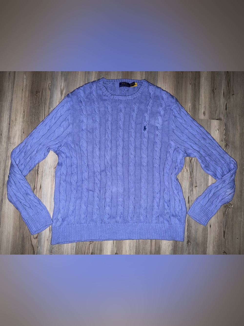 Polo Ralph Lauren Men’s Cable Knit Cotton Crew Neck Sweater Blue XXL